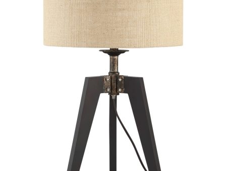 Wellor 1-Light Table Lamp Black Tan Burlap Shade For Cheap