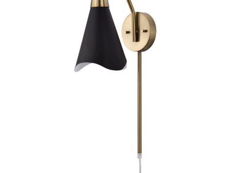 Tango 1-Light Plug-In Vanity & Wall Matte Black   Burnished Brass Online Sale