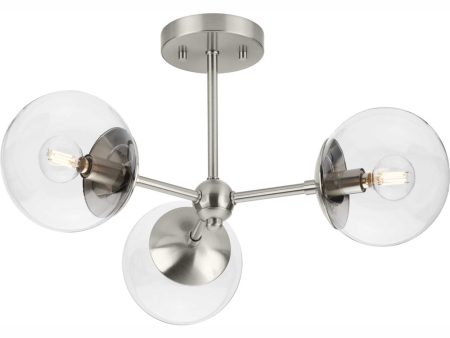 Atwell 3-Light Mid-Century Modern Semi-Flush Mount Brushed Nickel Online