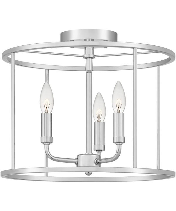 Abner 3-light Semi Flush Mount Polished Chrome Fashion