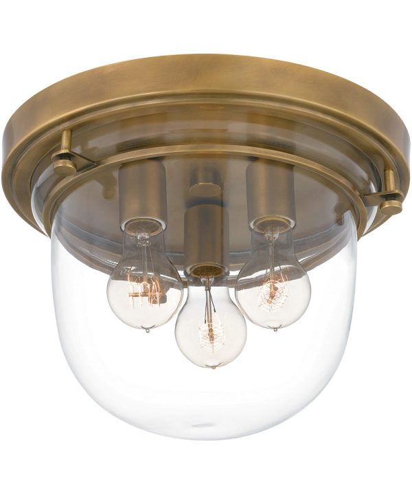 Whistling 3-light Flush Mount Weathered Brass For Sale