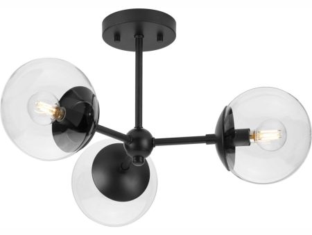 Atwell 3-Light Mid-Century Modern Semi-Flush Mount Matte Black Cheap