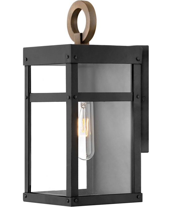 Porter 1-Light Extra Small LED Outdoor Wall Mount Lantern in Black For Sale