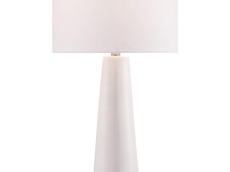 Tyrone 1-Light Table Lamp White Ceramichrome  White Fabric Shade Online