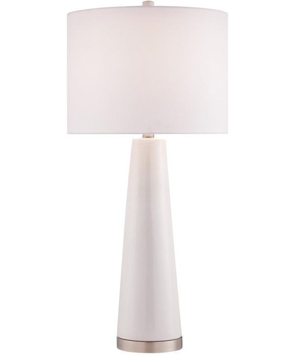 Tyrone 1-Light Table Lamp White Ceramichrome  White Fabric Shade Online