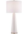 Tyrone 1-Light Table Lamp White Ceramichrome  White Fabric Shade Online