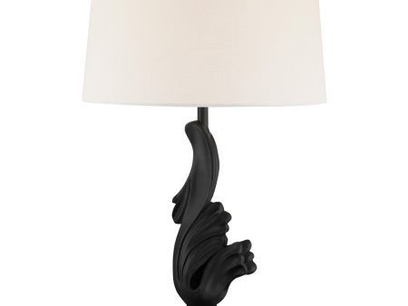 Svolta 1-Light Table Lamp Antique Black Linen Fabric Shade on Sale