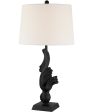 Svolta 1-Light Table Lamp Antique Black Linen Fabric Shade on Sale