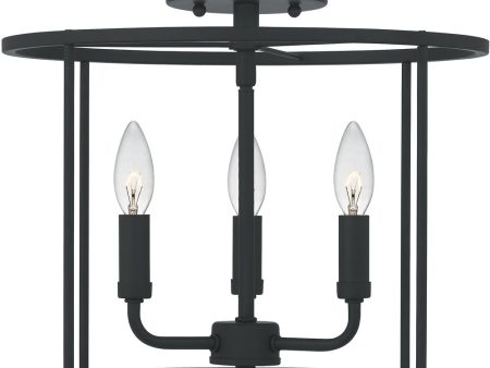 Abner 3-light Semi Flush Mount Matte Black on Sale