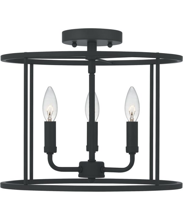 Abner 3-light Semi Flush Mount Matte Black on Sale