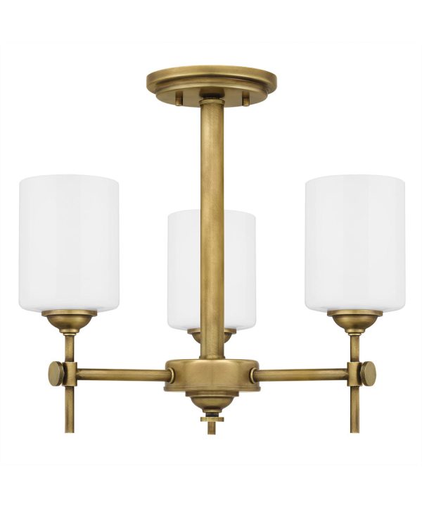 Aria 3-light Semi Flush Mount Weathered Brass Sale