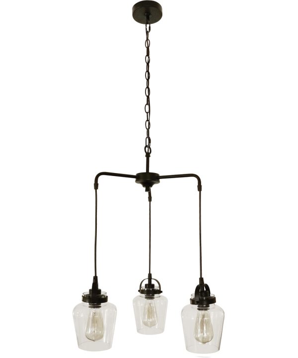 Trystan 3-Light Chandelier Flat Black For Sale