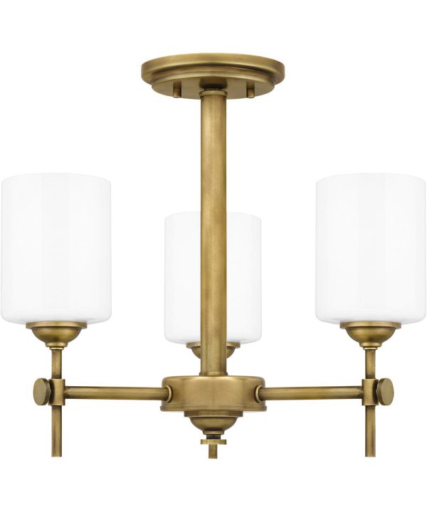 Aria 3-light Semi Flush Mount Weathered Brass Sale