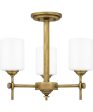 Aria 3-light Semi Flush Mount Weathered Brass Sale