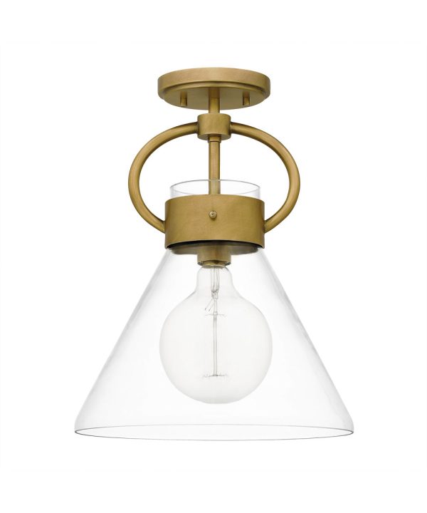 Webster 1-light Semi Flush Mount Weathered Brass Online Sale