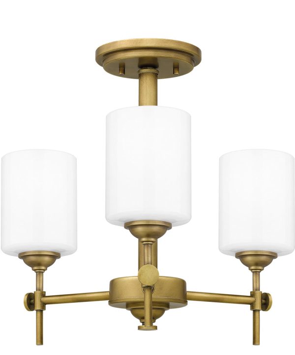 Aria 3-light Semi Flush Mount Weathered Brass Sale