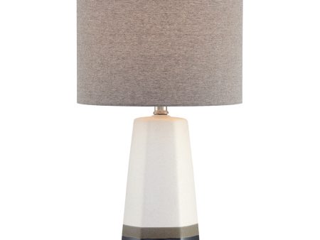 Balboa 1-Light Table Lamp Ceramic Body Grey Fabric Shade Supply