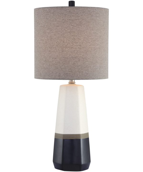 Balboa 1-Light Table Lamp Ceramic Body Grey Fabric Shade Supply