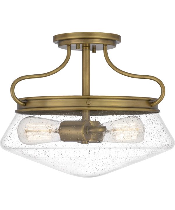 Tucker 2-light Semi Flush Mount Weathered Brass on Sale