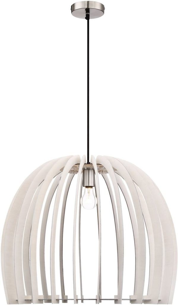 24 W Wood 1-Light  Pendant  White For Sale