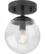 Atwell 1-Light Mid-Century Modern Semi-Flush Mount Matte Black For Sale