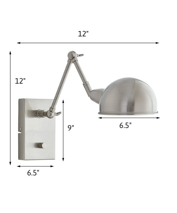 Adesso 12 H Swing Arm LED Wall Lamp Brushed Steel Metal Finish Fashion