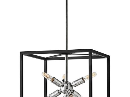 Aros 7-Light Small Convertible Pendant in Black with Polished Nickel accents Fashion