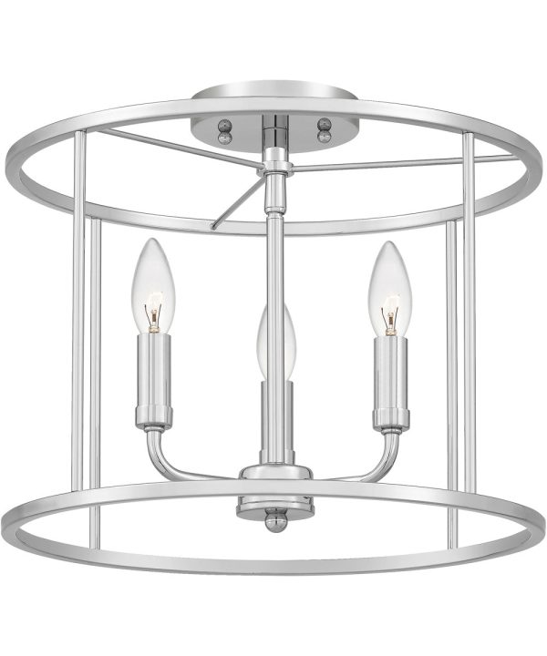 Abner 3-light Semi Flush Mount Polished Chrome Fashion