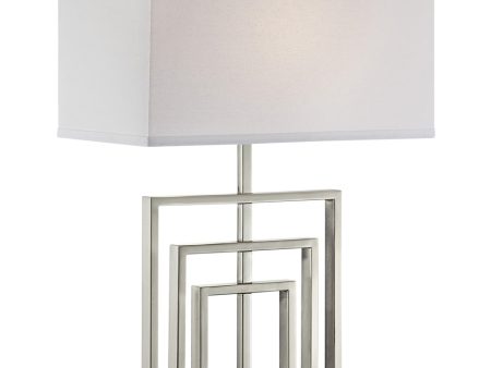 Bensky 1-Light Table Lamp Brush Nickel White Fabric Shade Online