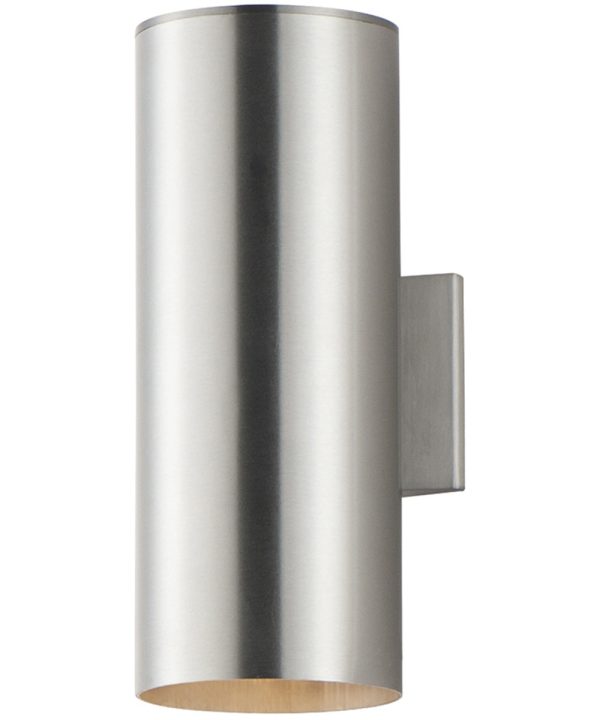 Outpost 2-Light 6 inchW x 15 inchH Outdoor Wall Sconce Brushed Aluminum For Cheap