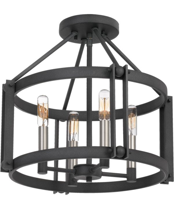 Victor 4-light Semi Flush Mount Mottled Black Online