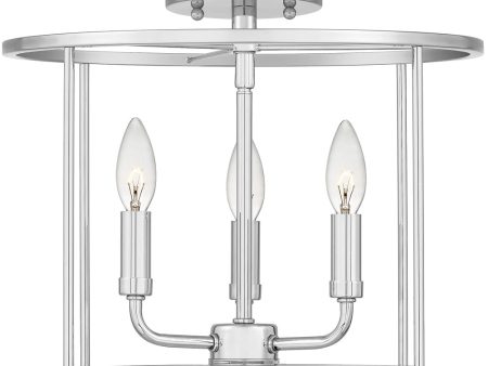 Abner 3-light Semi Flush Mount Polished Chrome Fashion