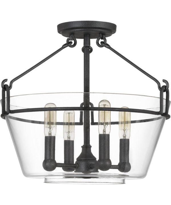 Wells 4-light Semi Flush Mount Grey Ash Online now