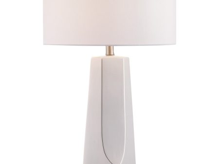 Tyrell 1-Light Table Lamp White Ceramichrome  White Fabric Shade Supply