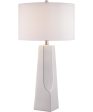 Tyrell 1-Light Table Lamp White Ceramichrome  White Fabric Shade Supply