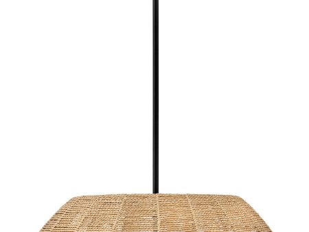 Luca 3-Light Small Convertible Drum in Black with Camel Rattan shade on Sale