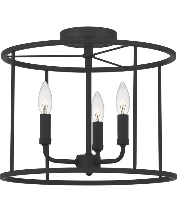 Abner 3-light Semi Flush Mount Matte Black on Sale