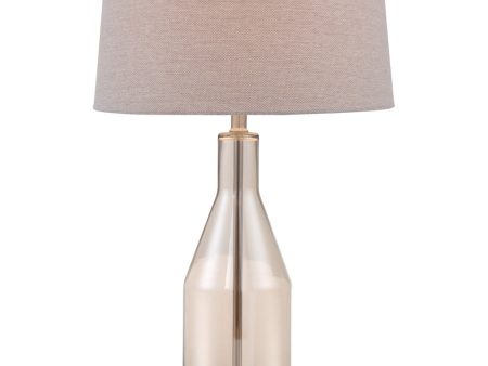 Basir 1-Light Table Lamp Glass Body Linen Fabric Shade Hot on Sale