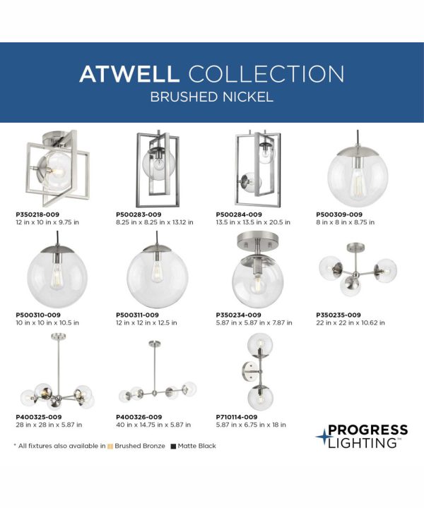 Atwell 3-Light Mid-Century Modern Semi-Flush Mount Brushed Nickel Online