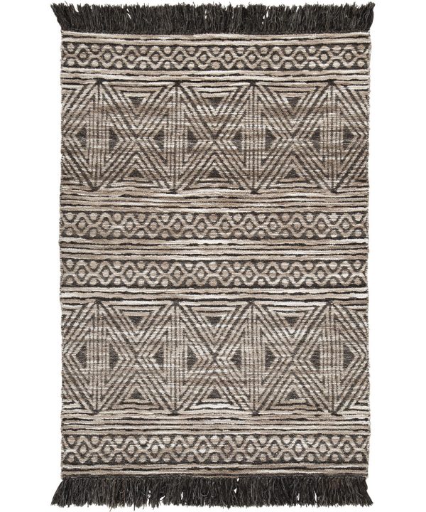 5 x 7  Kylin Medium Rug Taupe Charcoal White Hot on Sale