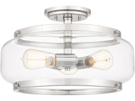 Tapley 3-light Semi Flush Mount Polished Nickel Online Hot Sale