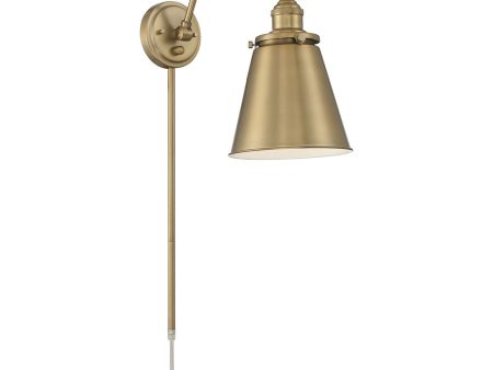 Bayard 1-Light Plug-In Plug In Portable Wall Burnished Brass, 8 W on Sale