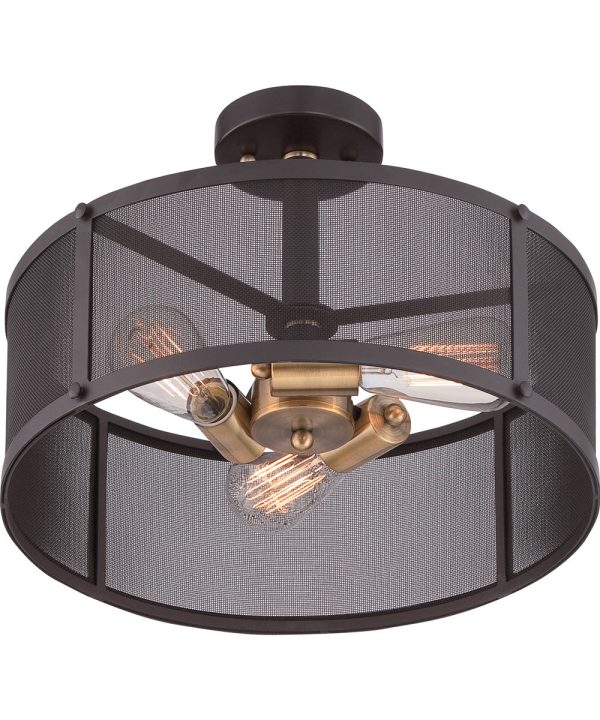 Union Station Large 3-light Semi Flush Mount Western Bronze Supply