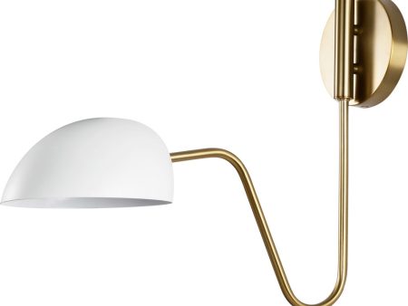 Trilby 1-Light Vanity & Wall Matte White   Burnished Brass Online Sale