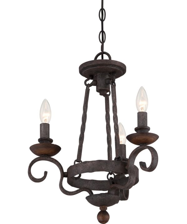 Noble 3-light Chandelier Rustic Black Discount