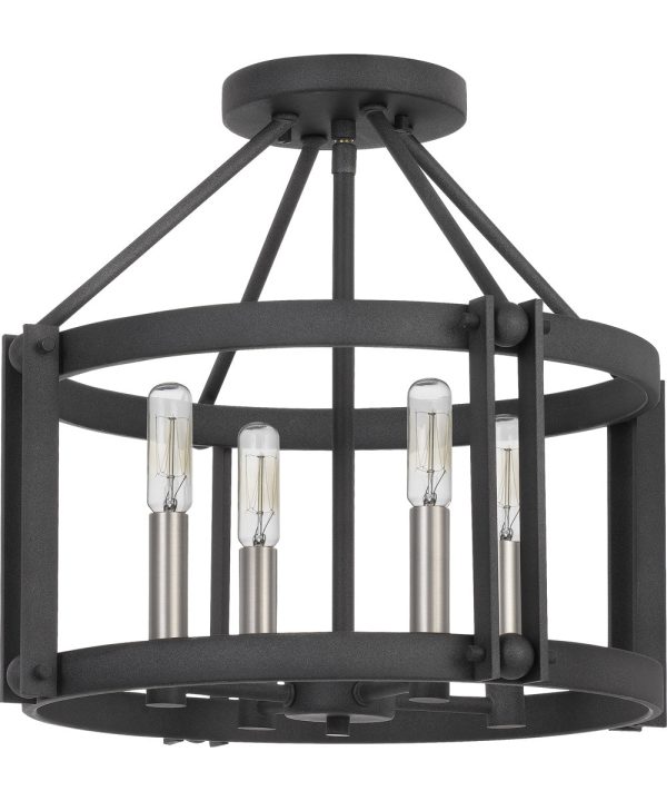 Victor 4-light Semi Flush Mount Mottled Black Online