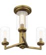 Sunburst 3-light Semi Flush Mount Weathered Brass Online Sale