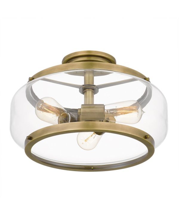 Tapley 3-light Semi Flush Mount Weathered Brass Discount