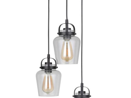 Trystan 3-Light Circular Pendant Flat Black on Sale