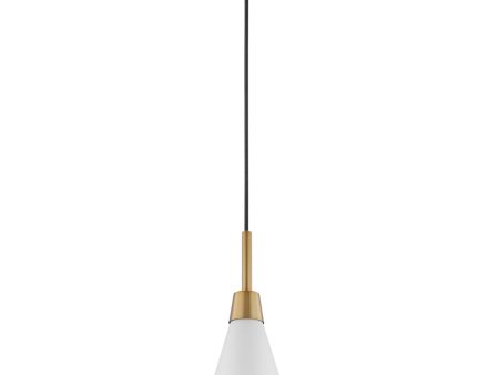 Tango 1-Light Pendant Matte White   Burnished Brass Fashion